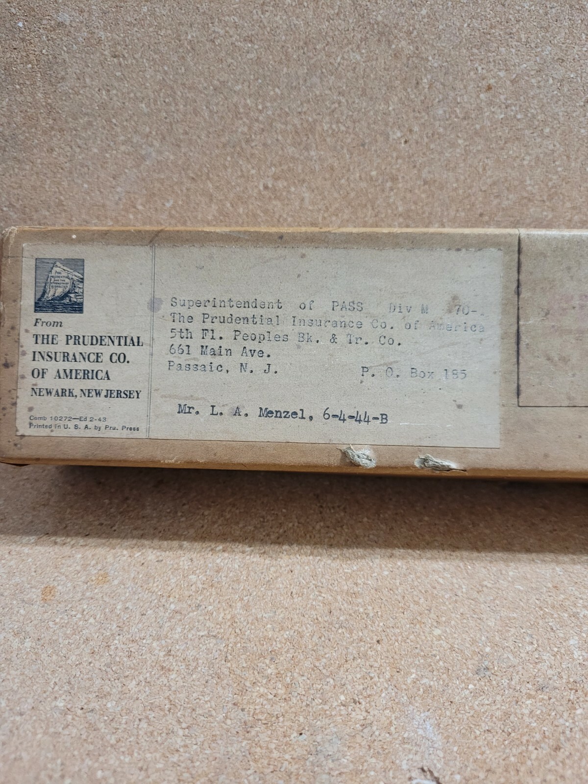 May/29/1944 USA WW2 First Class Postage box 12″×1.5″×2.5″ With $0.18 Stamp.OBO