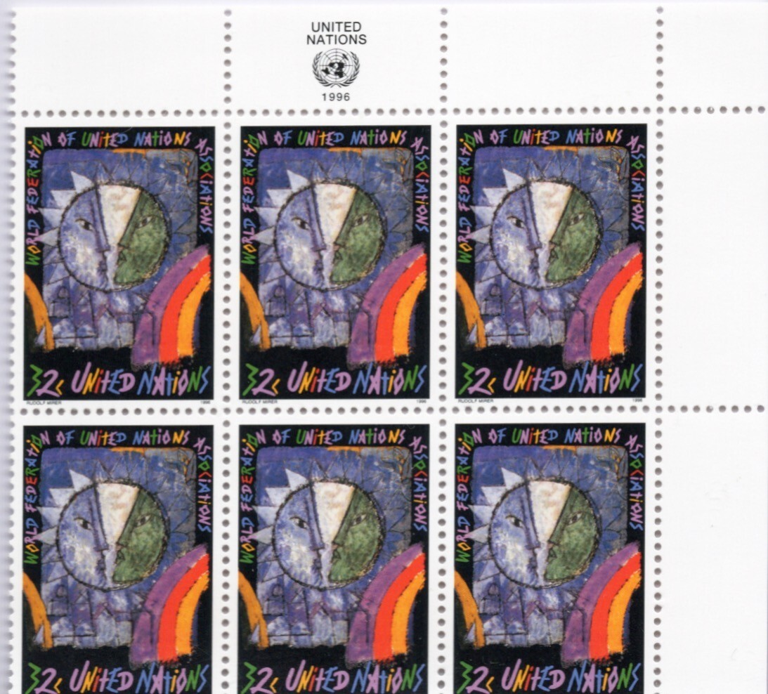 Unused Stamp Block United Nations World Federation Association 32 Cents 1996 NEW