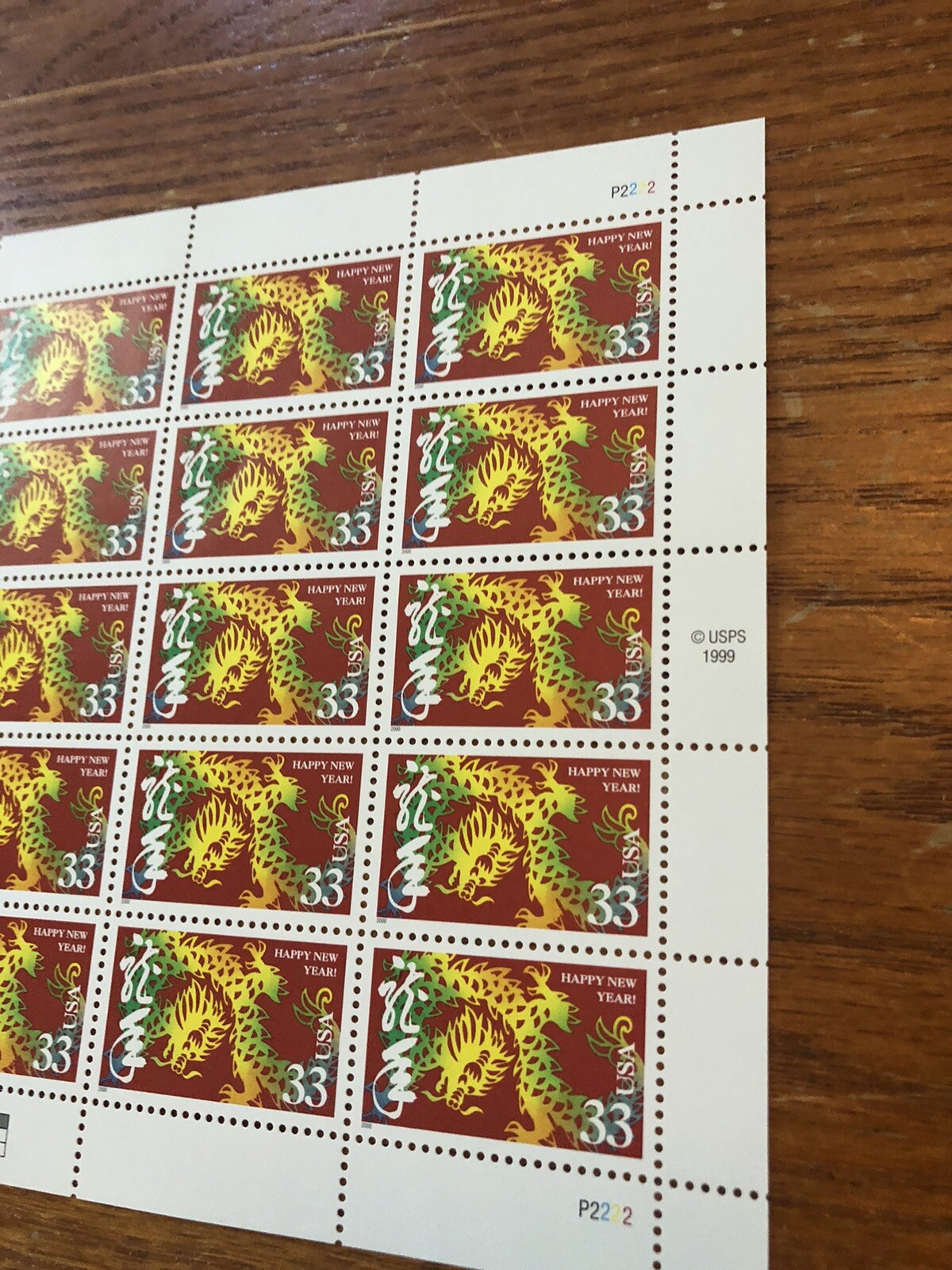 United States 33¢ Chinese New Year Dragon Postage Stamp #3370 MNH Full Sheet