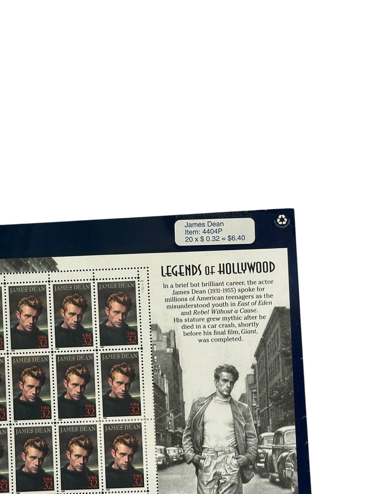 USPS James Dean Legends Of Hollywood 32 Cent Stamps Factory Sealed