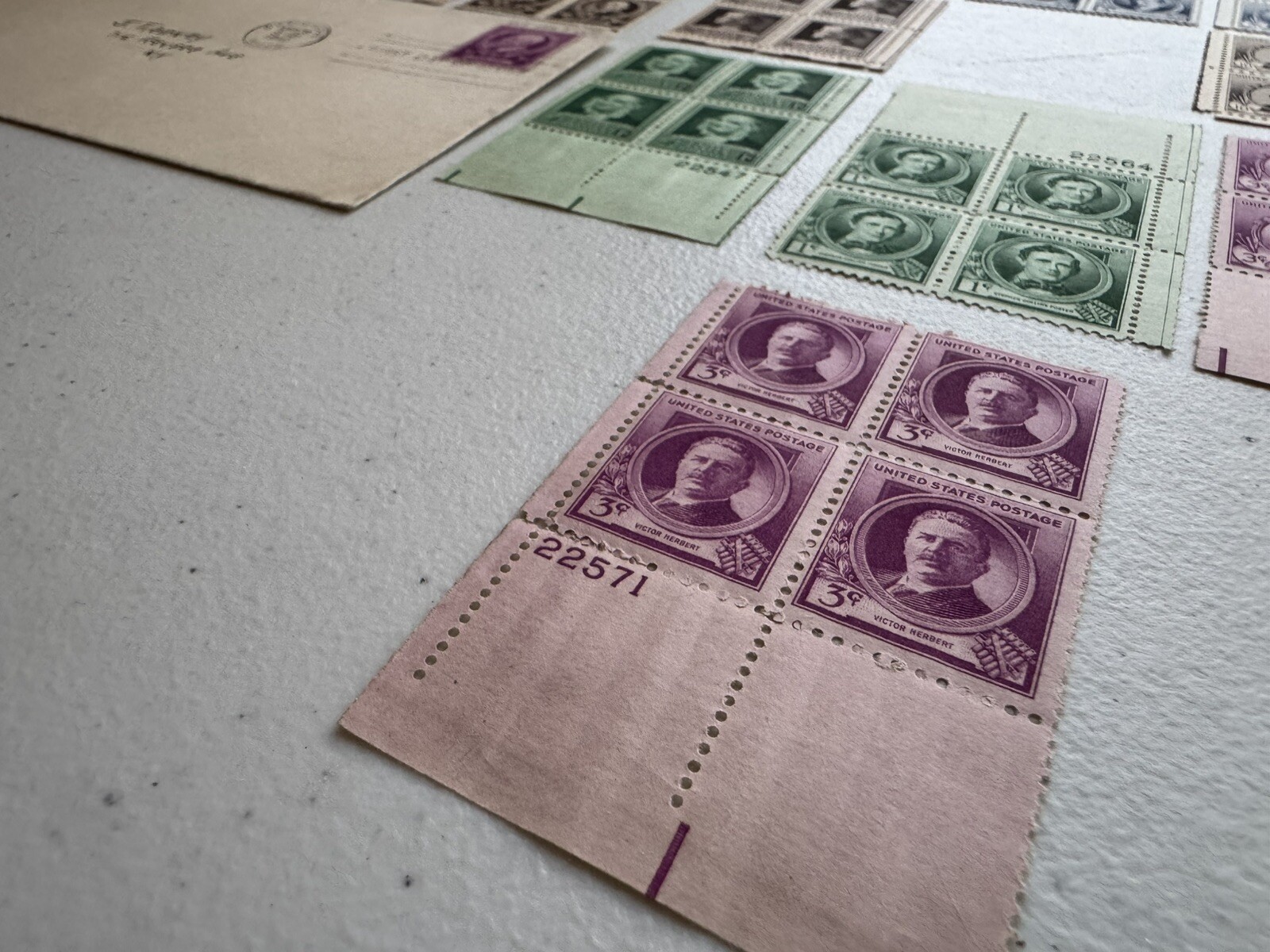 US Stamps Famous American Ser 26 MNH, 1 MH blocks of 4, 5 Plate Blocks, 1 FDC