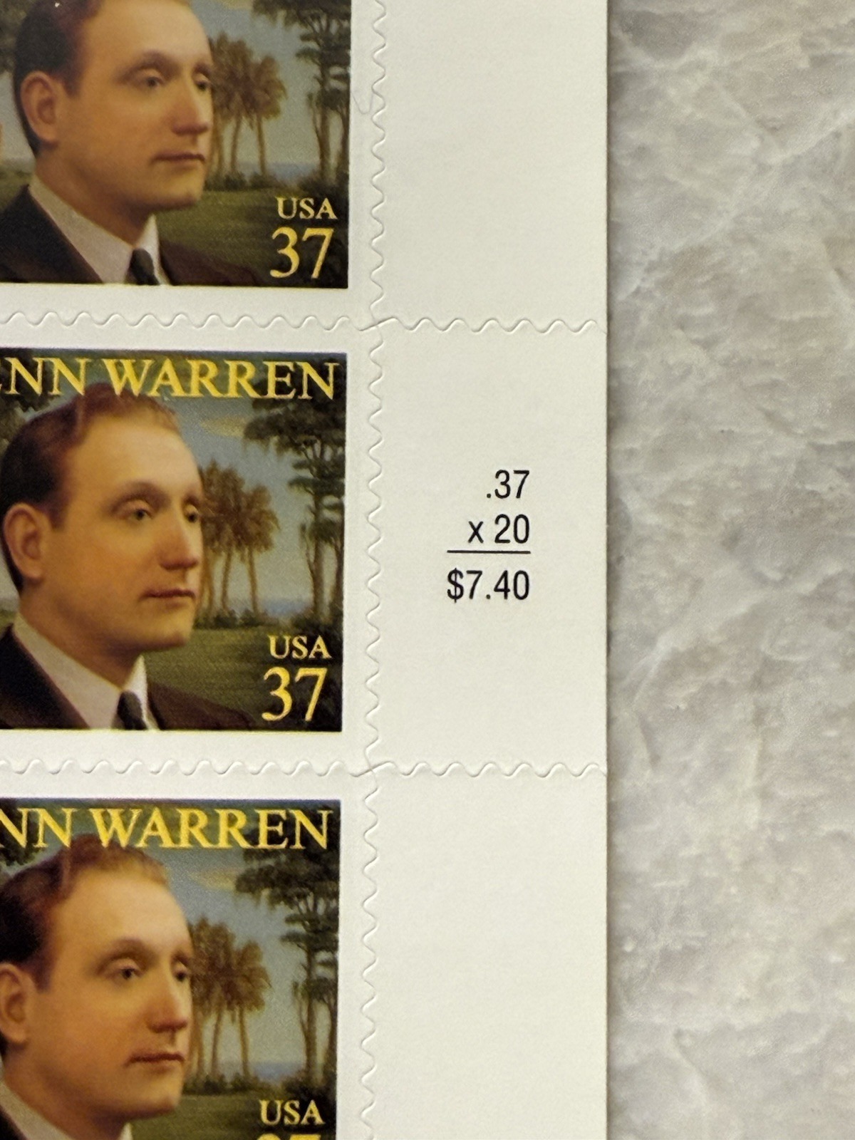 2004 US Scott #3904 37c Robert Penn Warren, Writer, Sheet of 20 MNH