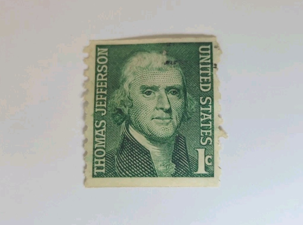 Thomas Jefferson One Cent Stamp Vintage Unused