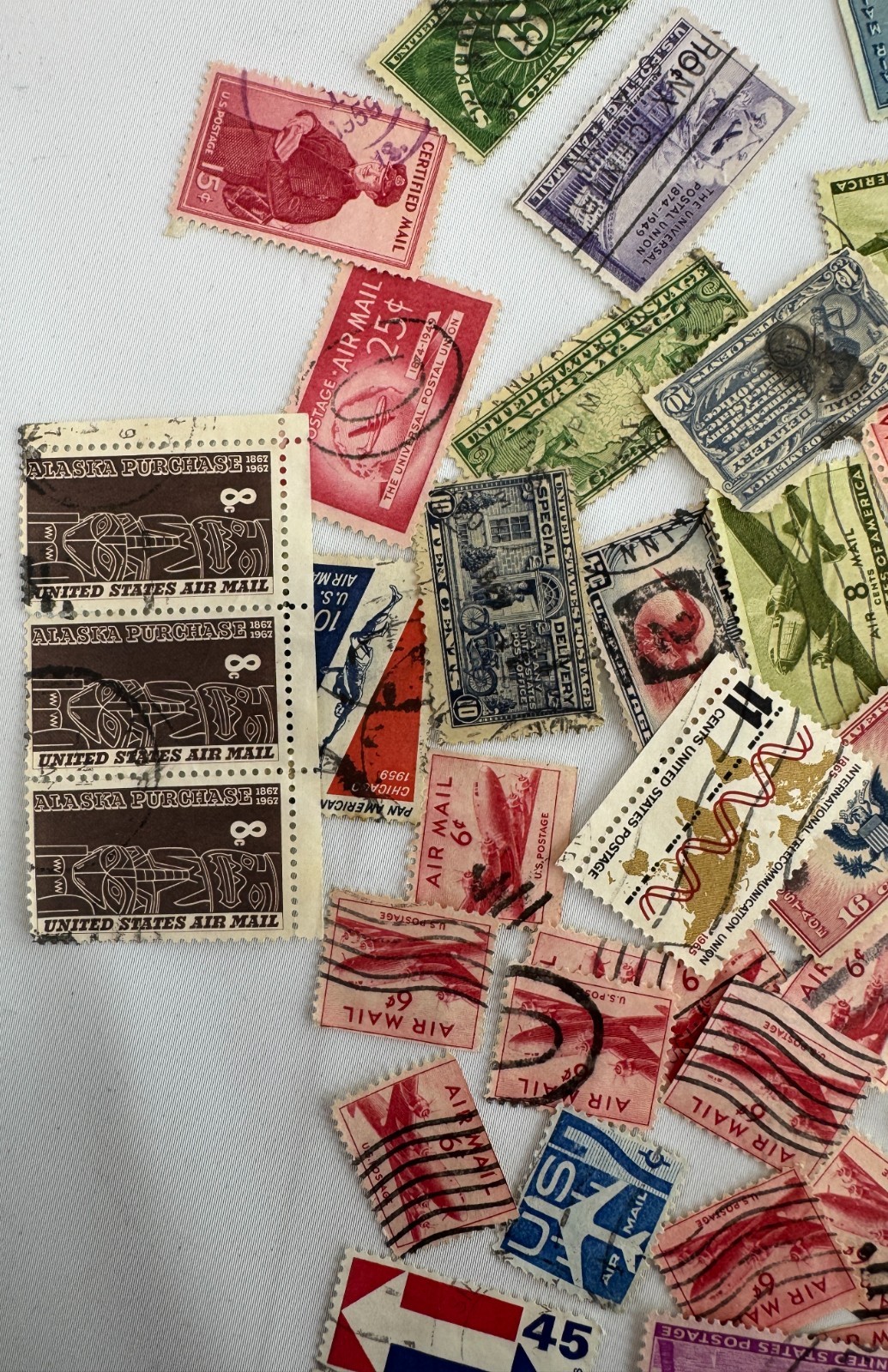 Large Vintage US Air Mail and Transportation Stamp Lot 100+ Used Scott C-Series