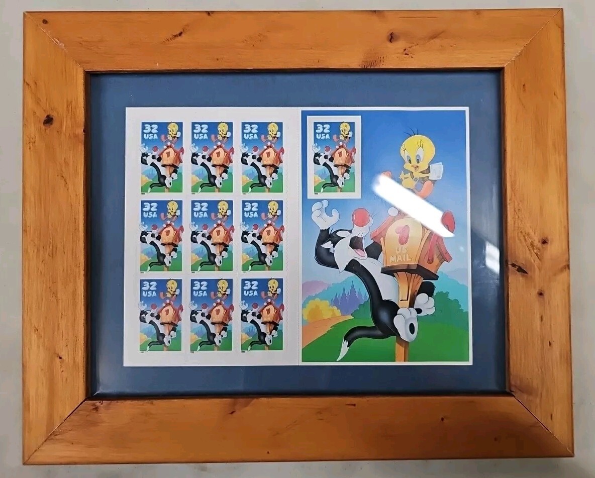 Sylvester & Tweety sheet of 10, 32 cent self adhesive stamps W/Frame. 1998 (1B)