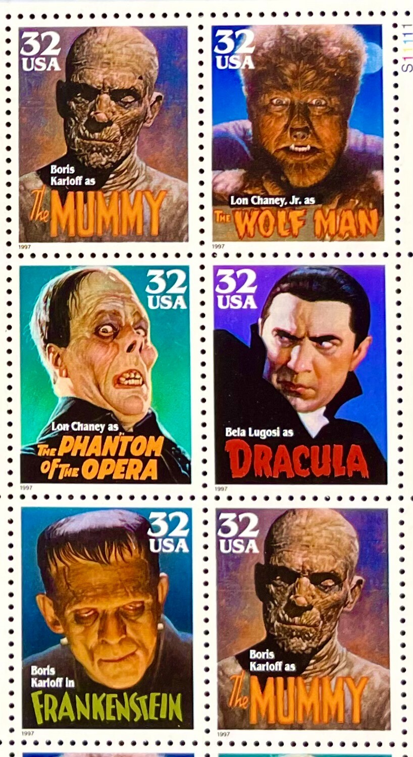 CLASSIC MOVIE MONSTERS Vintage USPS STAMP PAGE United States Postal Service