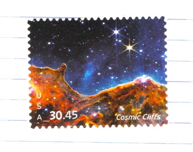 USA Stamps: 2024 , $30.45 Express Mail, Cosmic Cliffs, SC 5828, New, Off Paper