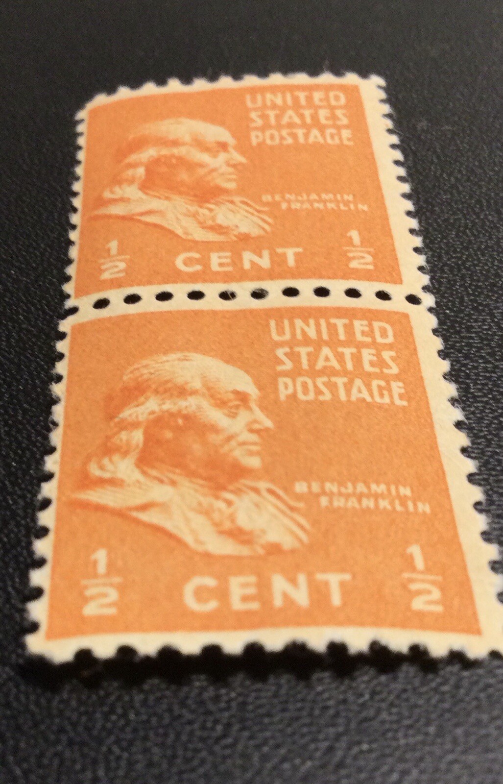 Benjamin Franklin 1/2 Cent Stamp Orange Unused Perfect