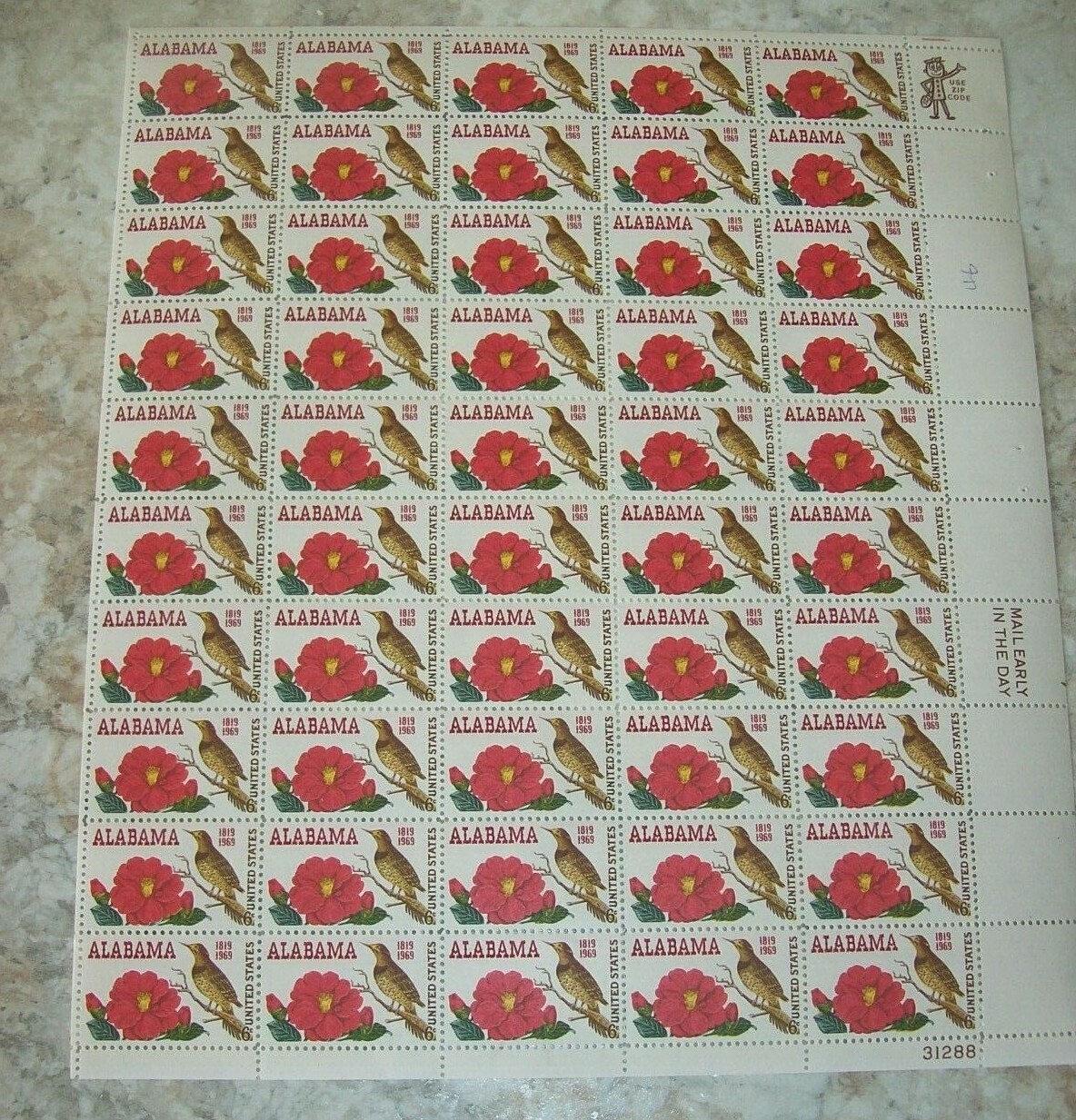 Estate find. Postage Stamps Full Sheets, Lot of 7, Denominations 6 cents