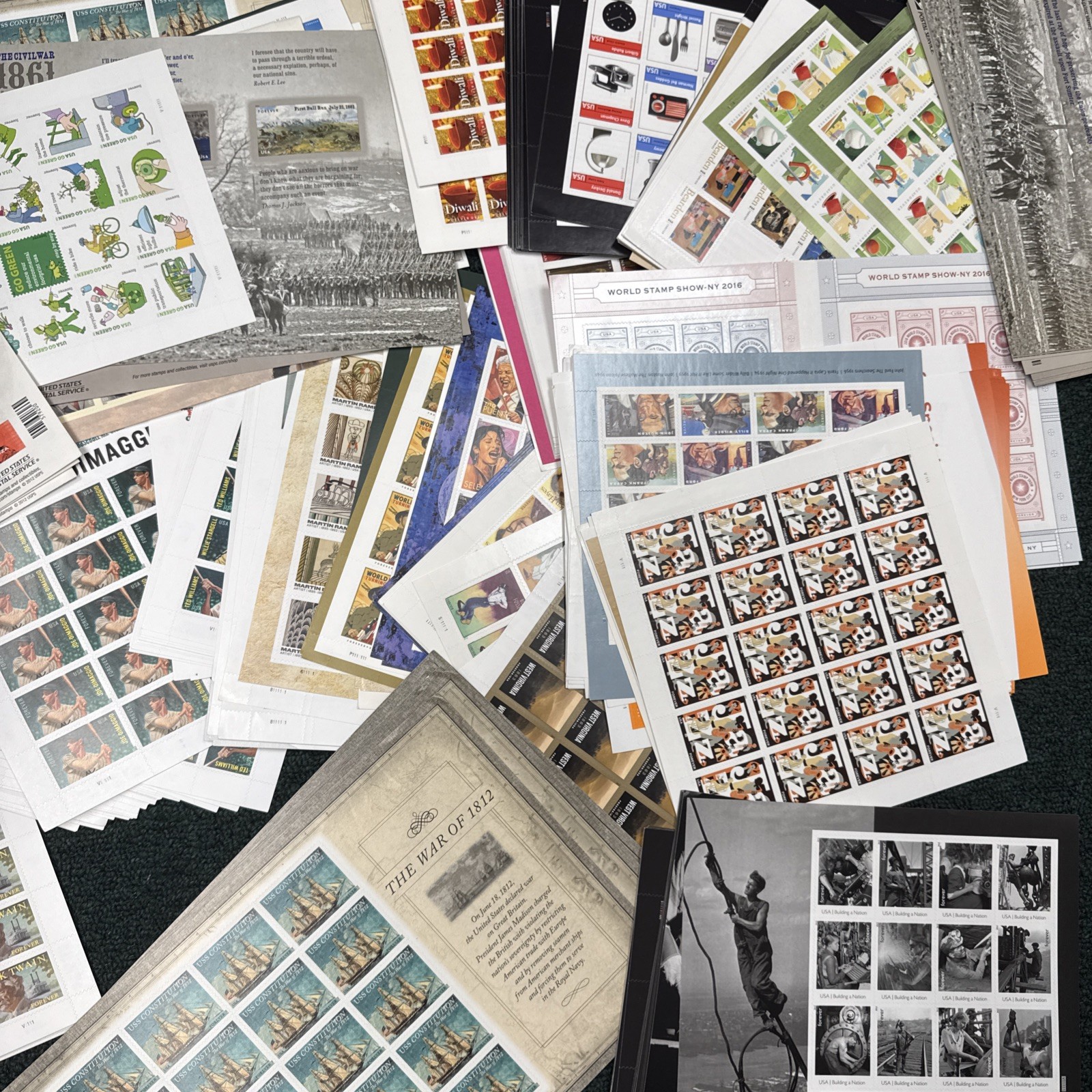 Forever stamp sheets 1000 stamps unused nice assortment Face $780