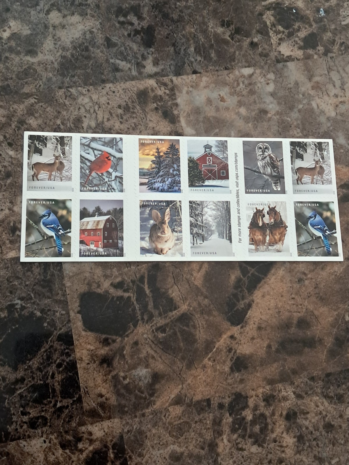 Collectible “Winter Scenes” Book Of 20 USPS Forever Stamps (s)