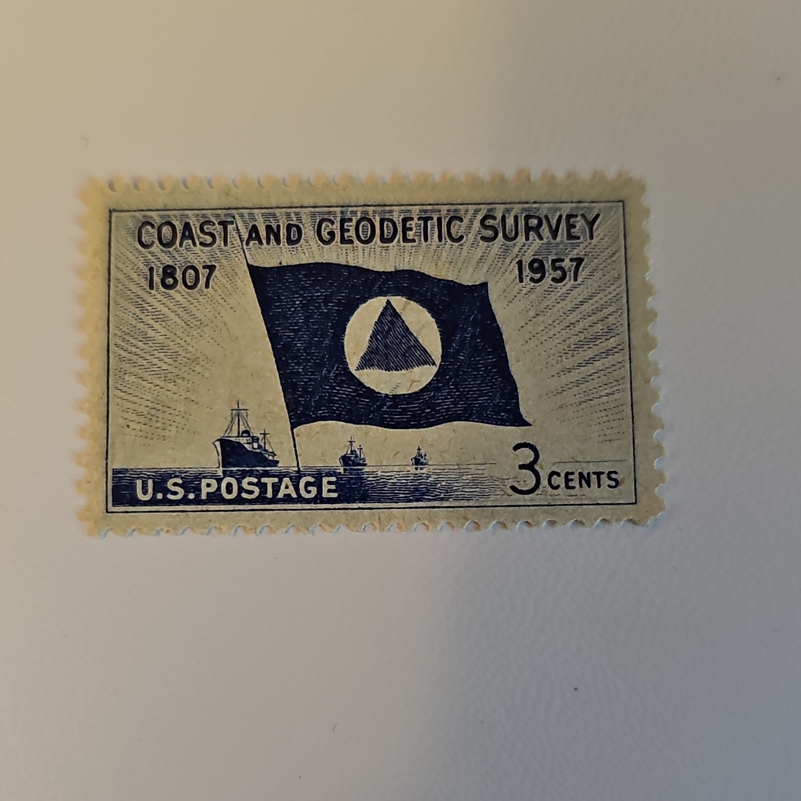 U.S. Postage 3 Cent Coast and Geodetic Survey Used Single Stamp Blue/White