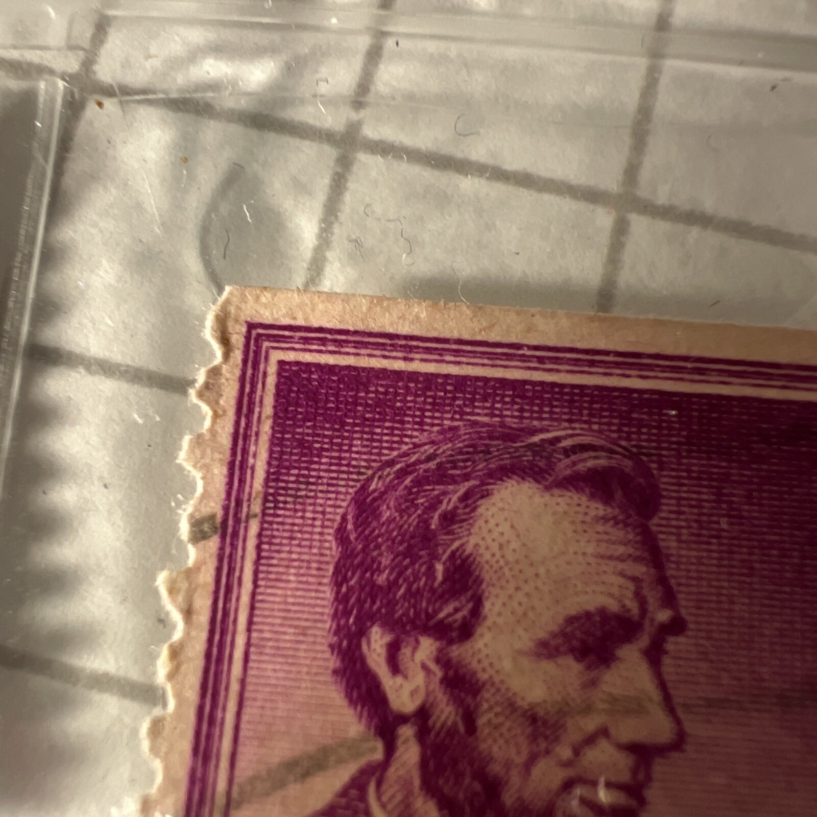 Abraham Lincoln 4 Cent ULTRA RARE ” DOUBLE PURPLE LINE ” US Postage Stamp