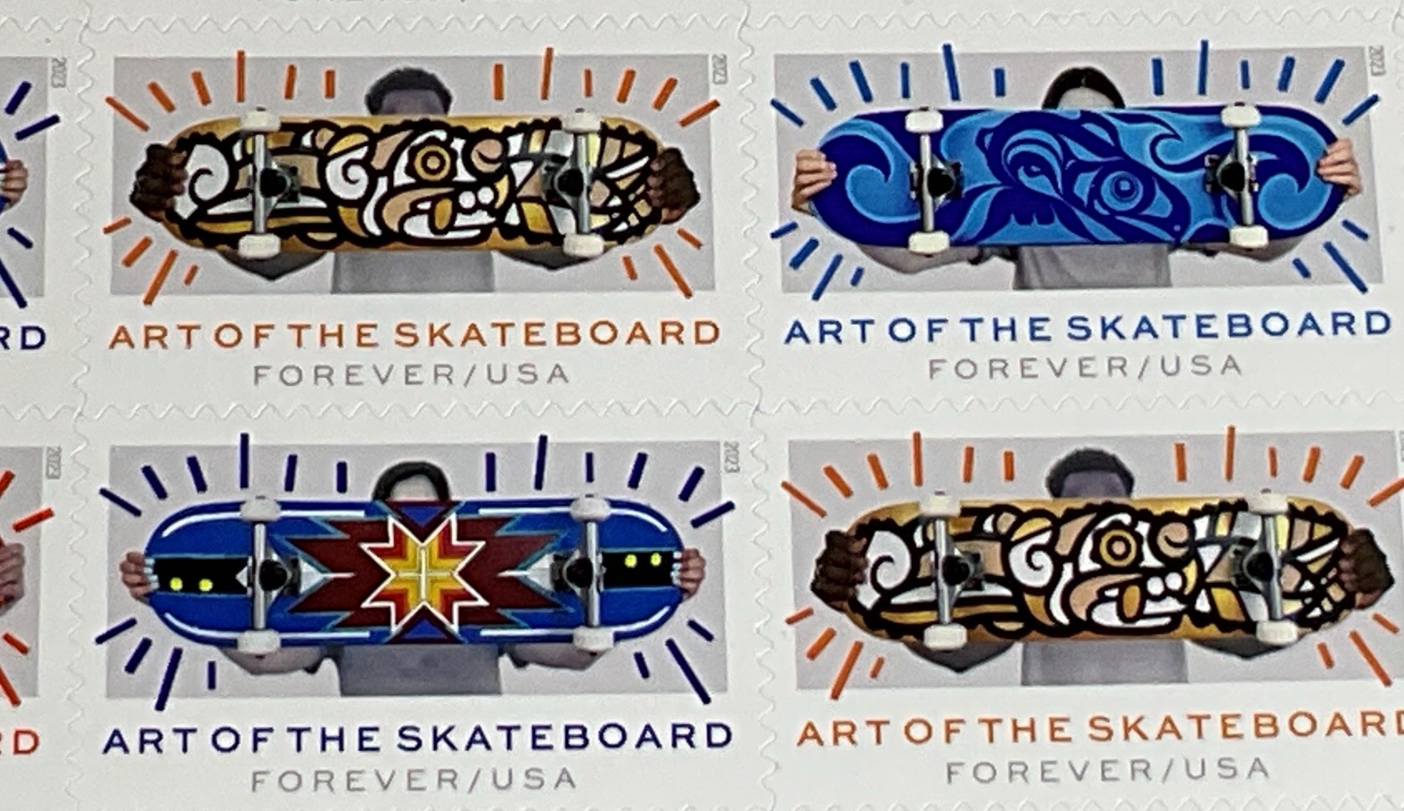Authentic USPS -MADE IN USA – ART OF THE SKATEBOARD – SHEET OF 20 FOREVER STAMPS