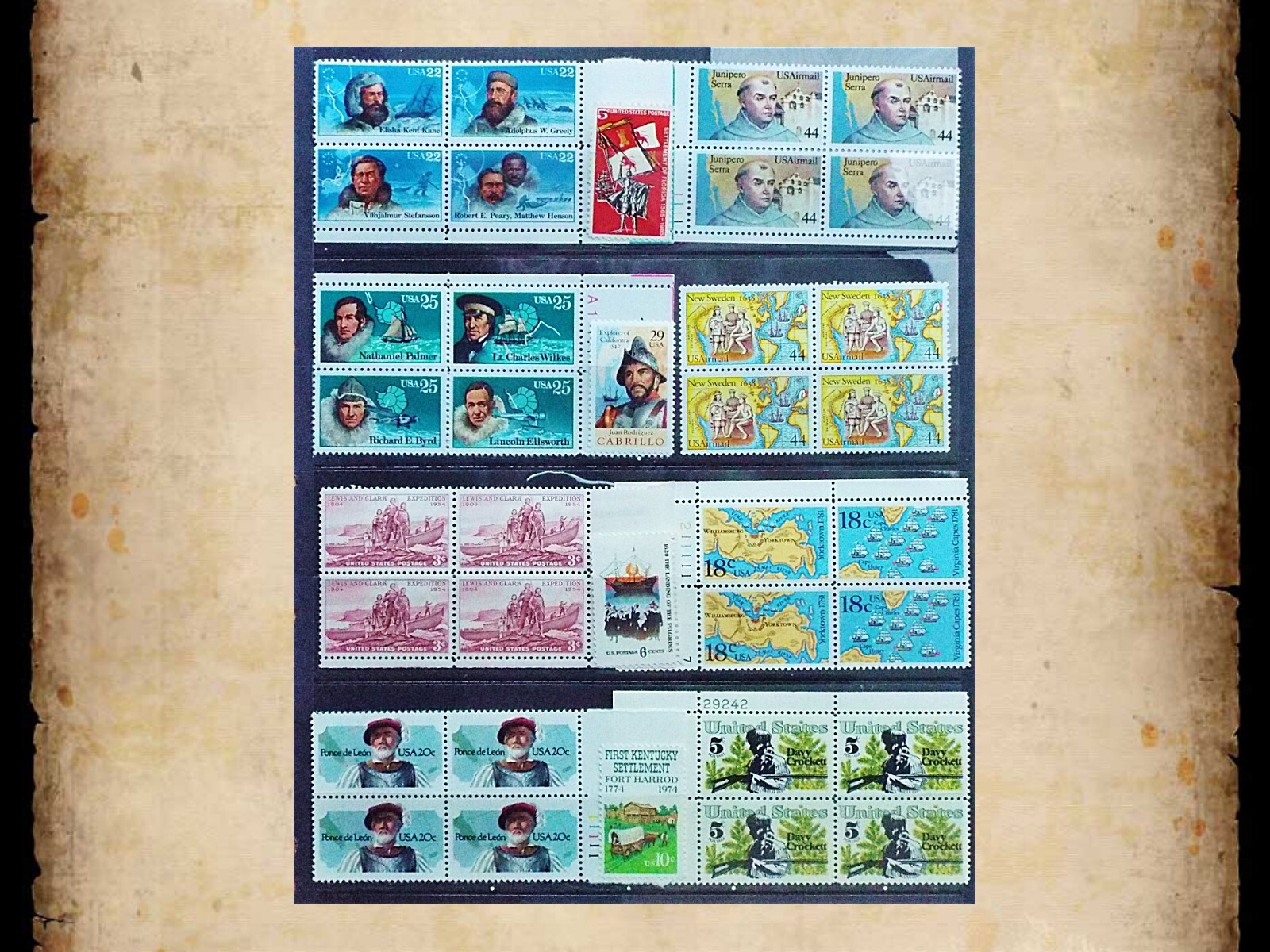 US Postage Stamps Face Value $45+ Unused Lot #9 Sheets Blocks Explorers