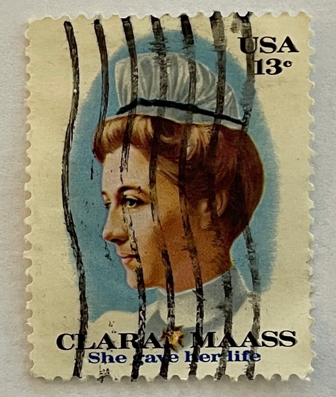 United States Postage Stamp 13 Cents Clara Maass Canceled
