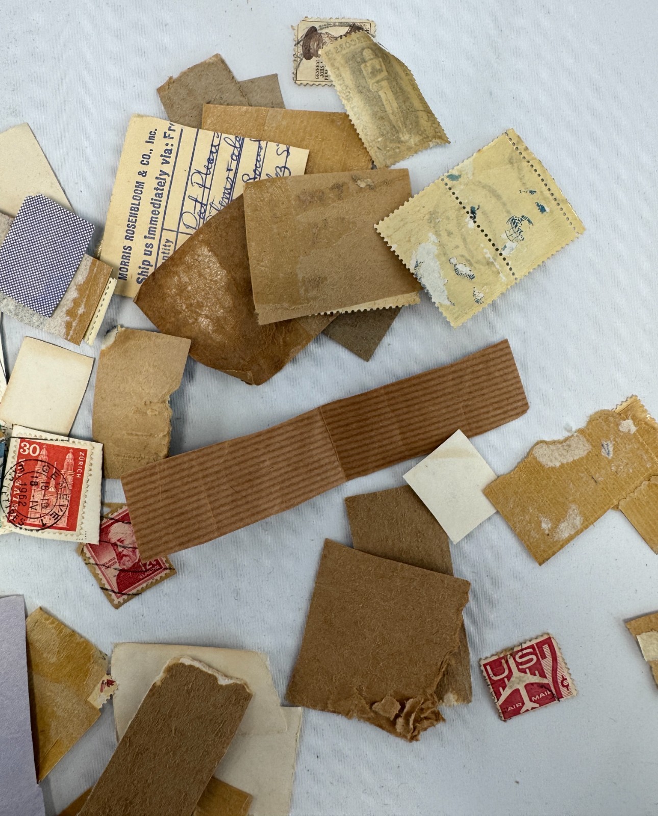 Vintage Worldwide Stamp Kiloware Lot on Paper 1950s–1960s US and Foreign