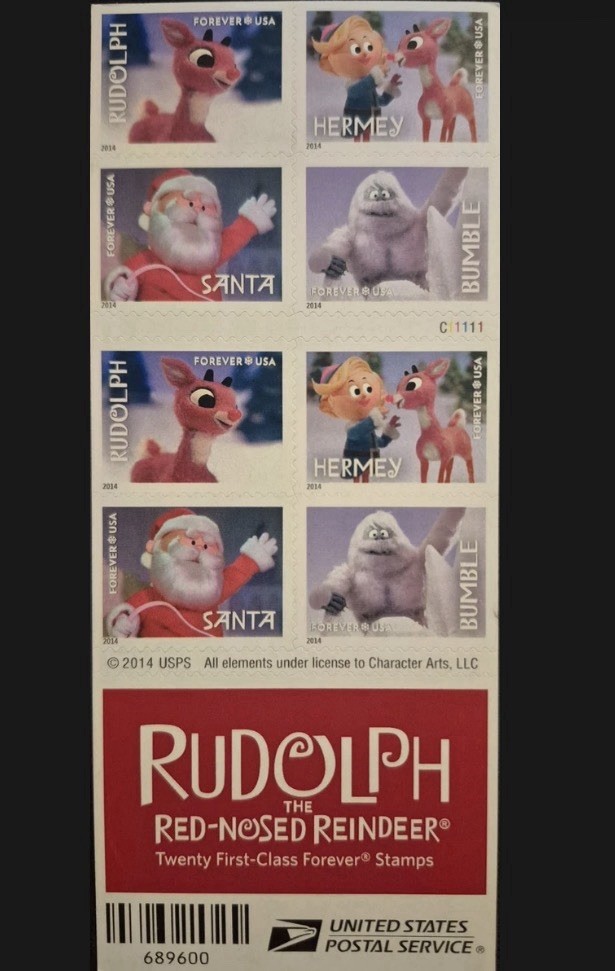20 USPS RUDOLPH the Red Nose Reindeer 2014 Holiday Christmas Forever Stamps Rare