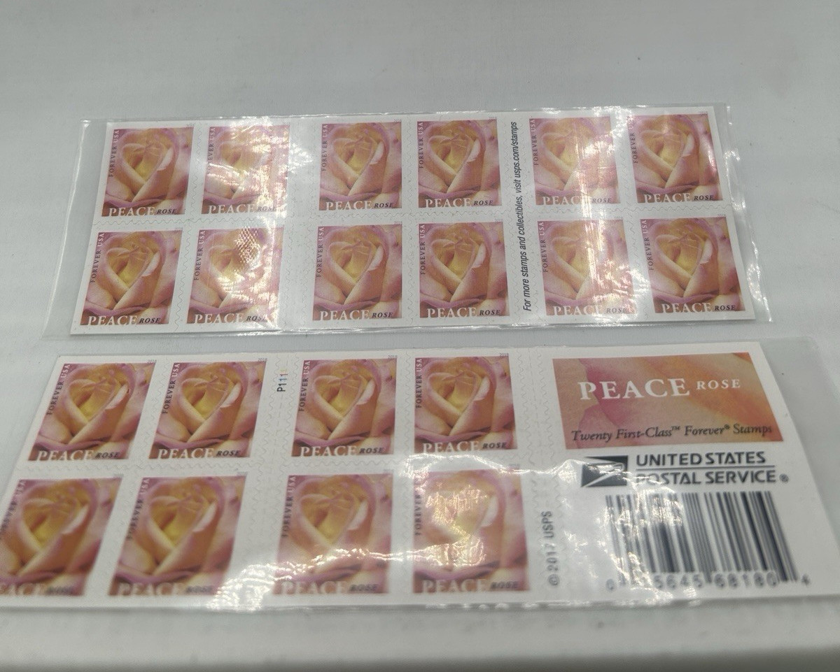 2017 Peace Rose Forever Stamps 2 Books/40 Stamps #5280