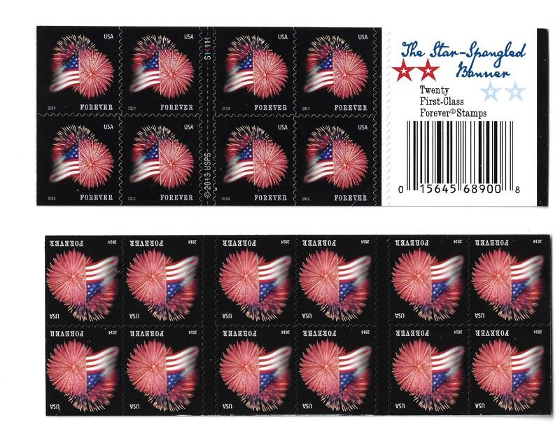 US SCOTT 4855a BOOKLET OF 20 STAR SPANGLED BANNER FOREVER STAMPS MNH
