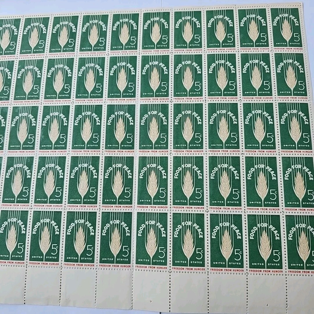 Stamp US Postage 5c 5 Cent Sheet OF 50 Stamps Food For Peace Freedom From Hunger