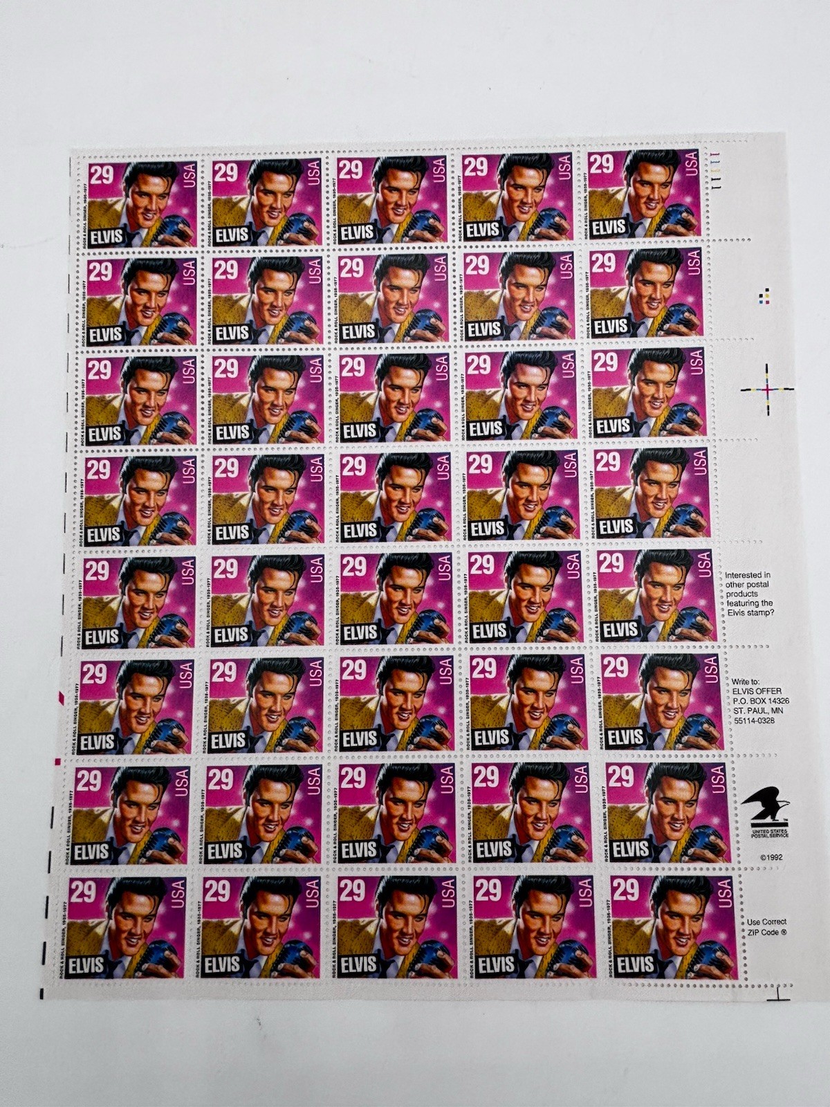 US SCOTT 2721 SHEET OF 40 ELVIS 29 CENTS FACE MNH
