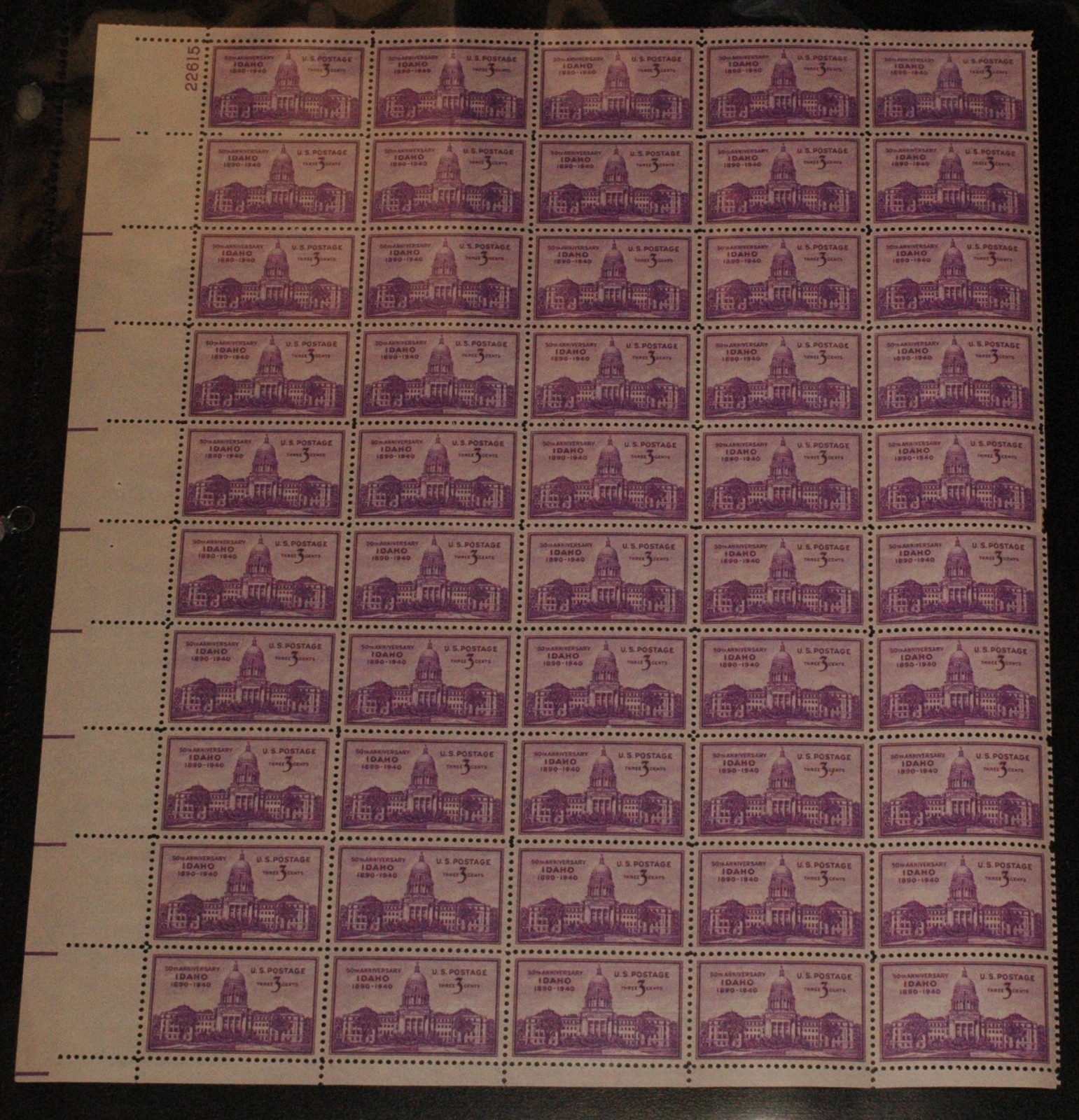 US 3¢ Idaho Statehood Anniversary Postage Stamp #896 MNH Sheet Free Shipping