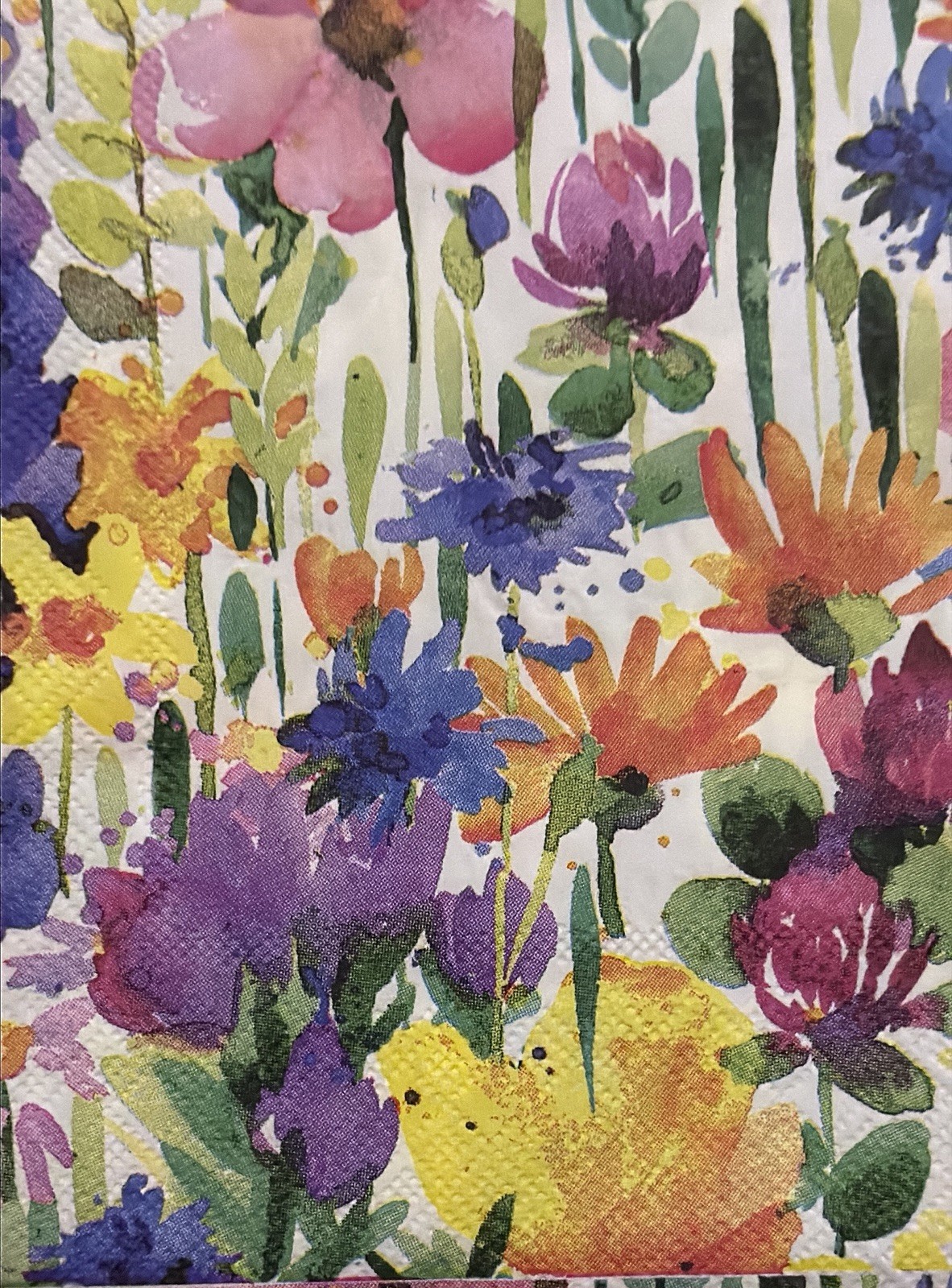 TWO LUNCHEON Decoupage Craft Napkin Watercolor WildFlowers/Floral 6.5