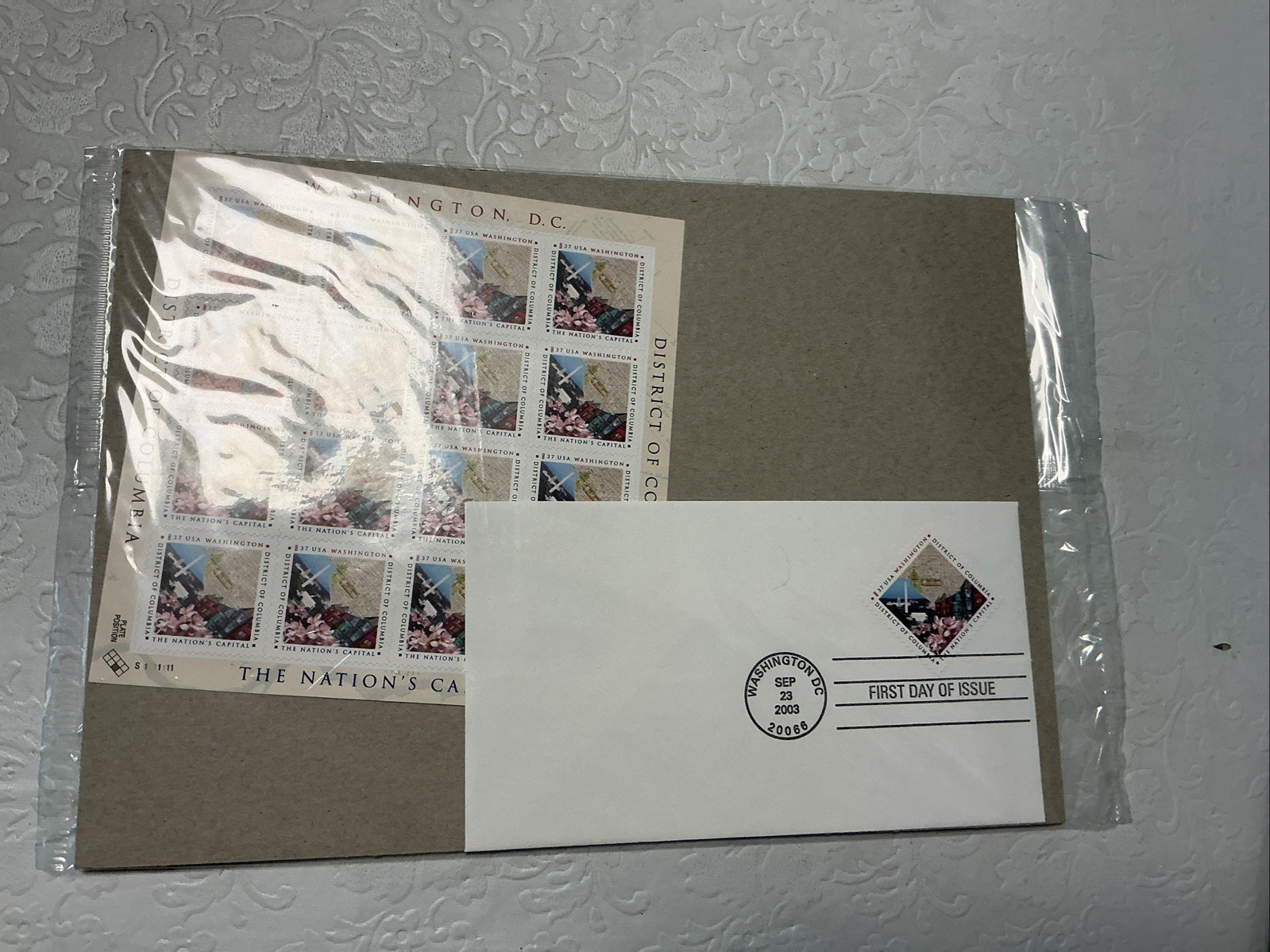 USPS Washington DC .37 Cent Stamp Set And First Day Cover FP/FDC
