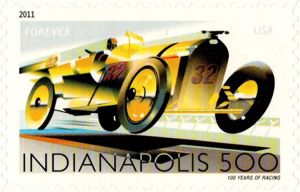 USA 2011 INDIANAPOLIS 500, 100 YEARS OF RACING,20 STAMPS, FOREVER,SCOTT 4530 MNH