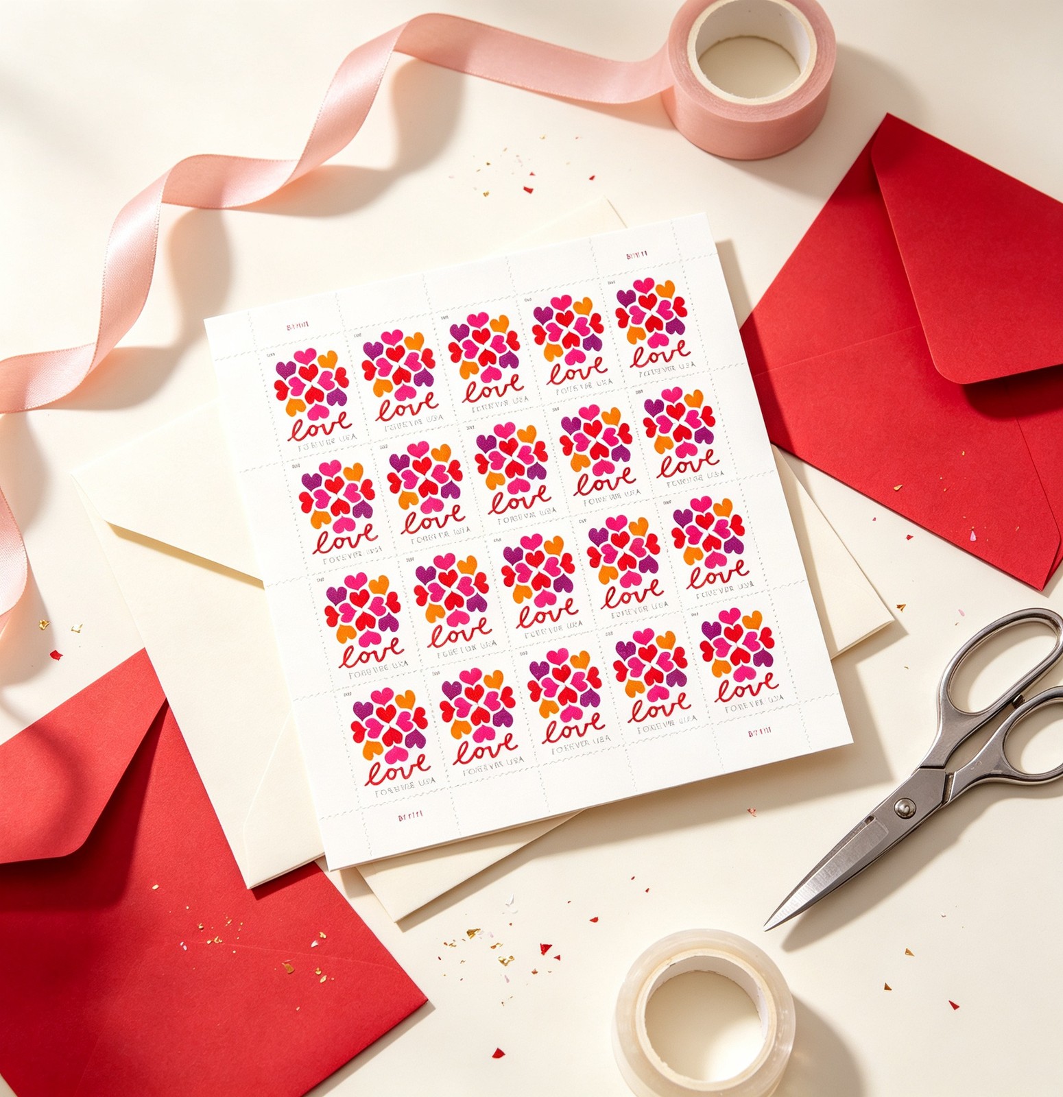 Love Hearts Blossom Stamps – 5 Sheets (100) Scott #5339 MNH 2019 USPS
