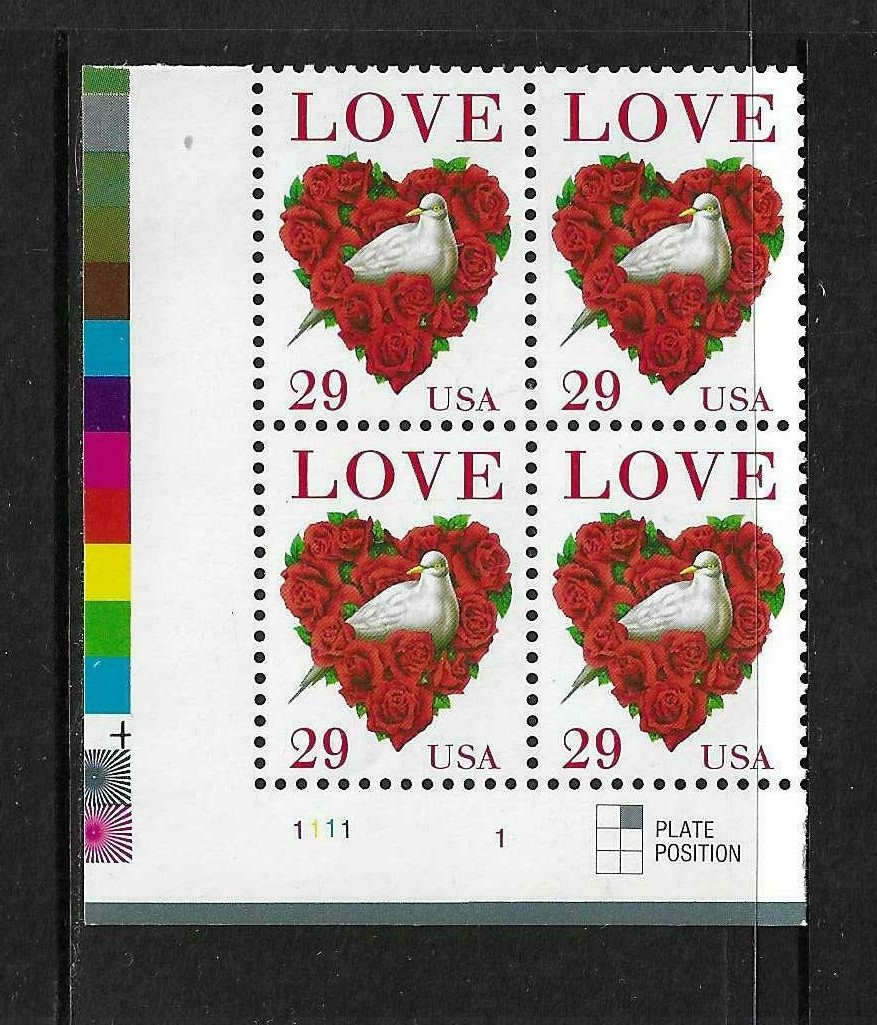 USA SC # 2814c LOVE / Block 4 , Plate . MNH