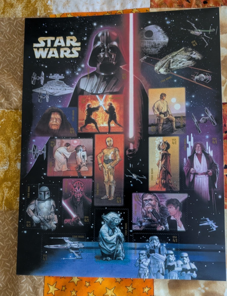 UNITED STATES POSTAGE STAMP SHEET UNHINGED .41 CENTS STAR WARS/SEE PICTURES/NEW!