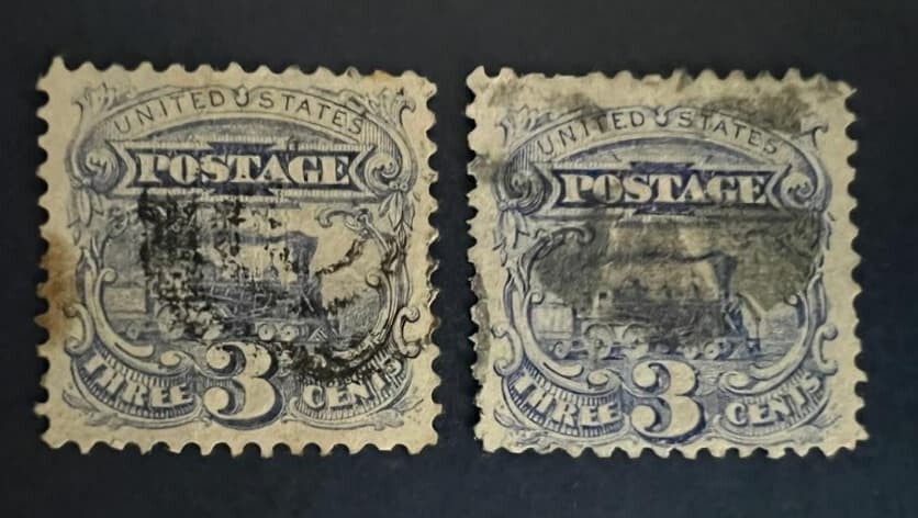 US 1869 Pair of National Bank Note 3 CENT SN. US 114 – Used