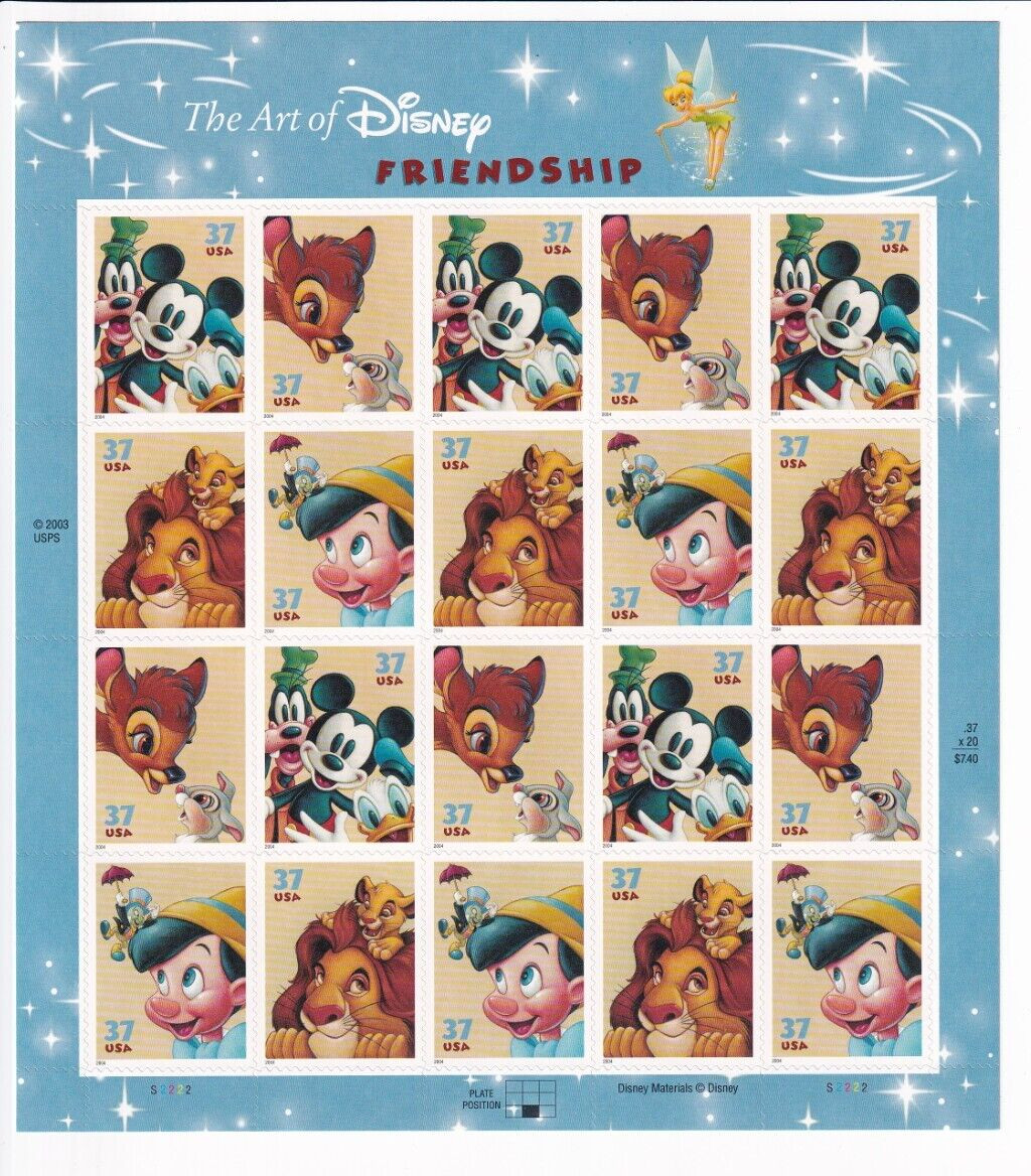 U.S.: Sc #3865-68, Disney Friendship, 37c, Sheet of 20, MNH (3865)