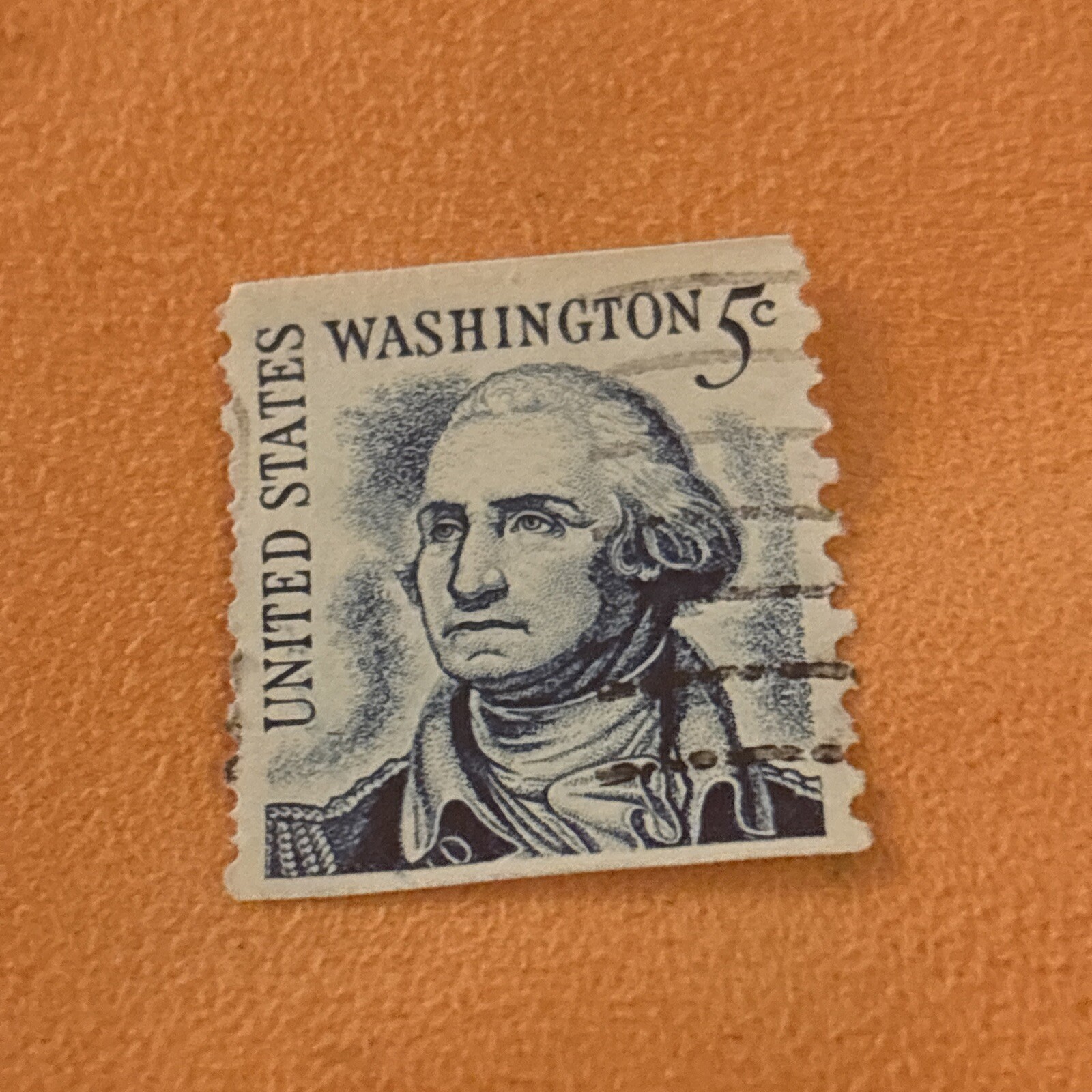 Vintage George Washington Blue 5 Cent Stamp (16)