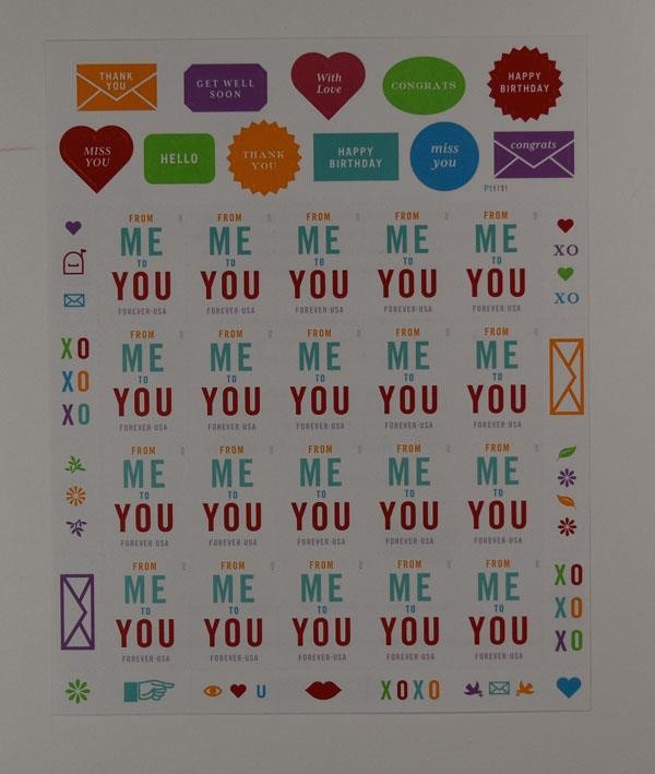 US SCOTT 4978 PANE OF 20 FROM ME TO YOU STAMPS FOREVER MNH