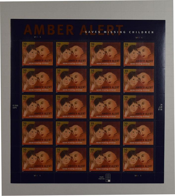 US SCOTT 4031 PANE OF 20 AMBER ALERT 39 CENT FACE MNH