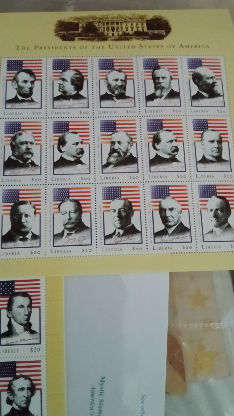 Mint sheets of the 45 USA presidents