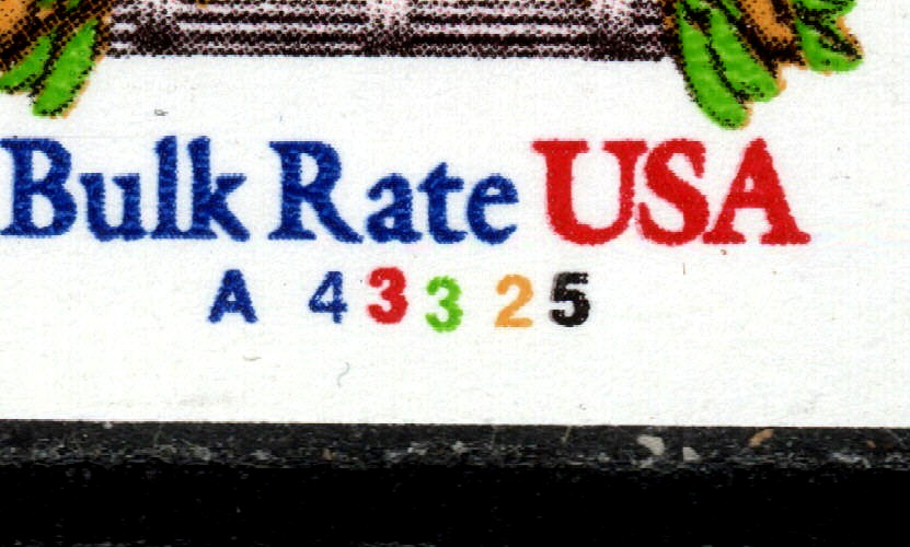 US Stamp 10¢ Bulk Rate Eagle/Shield Plate #A43325 Coil Strip of 5 stamps SC#2602