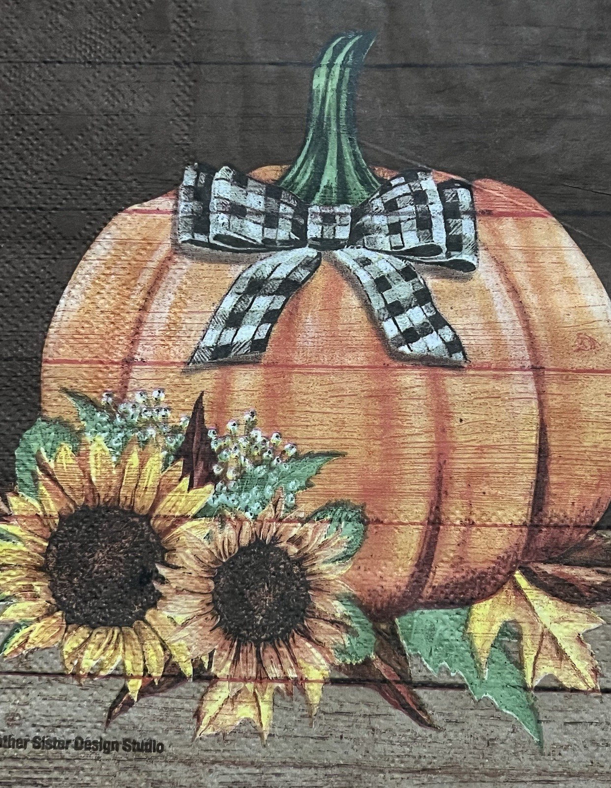(TWO Individual LUNCHEON Decoupage Napkins – Halloween Pumpkin-sunflowers 6.5 “