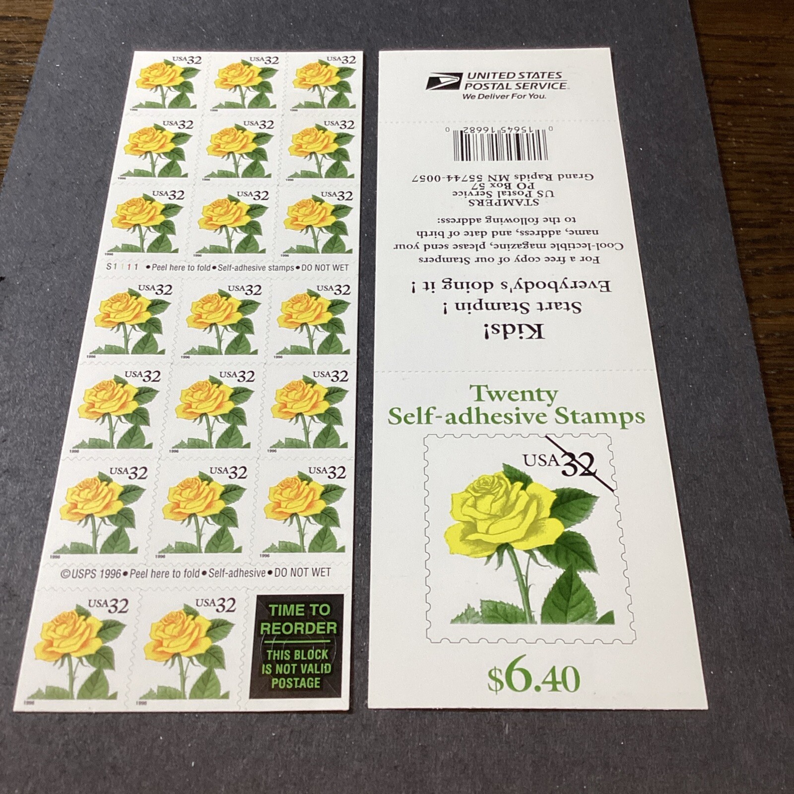 SCOTT#3049-Booklet Pane Of 20 Stamps-Yellow Roses-MNH-1995-US