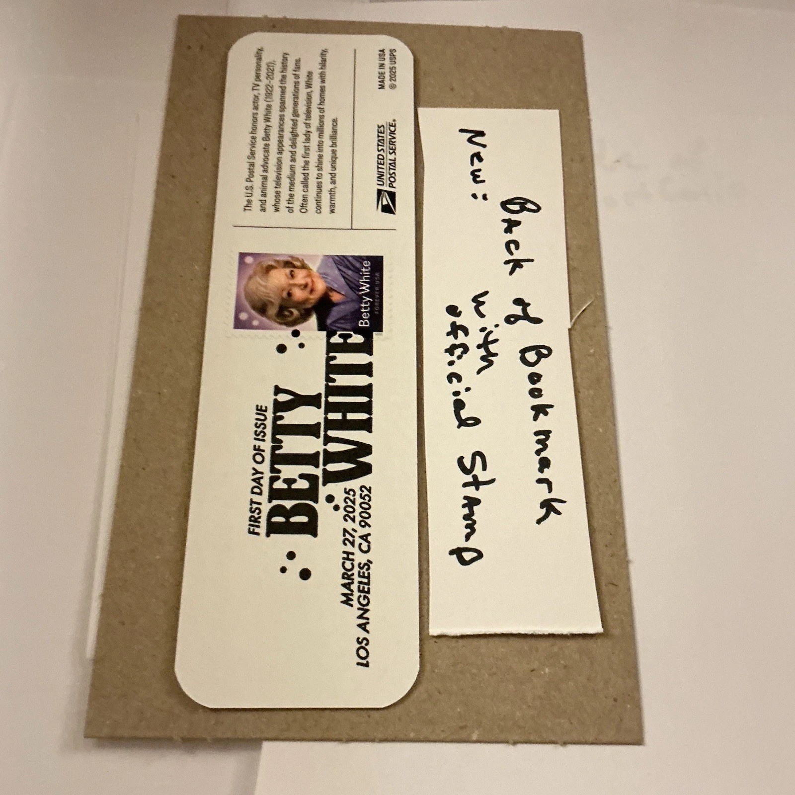 Betty White Collection (20) Stamps + Bookmark (with Stamp)+ Stamped Envelope