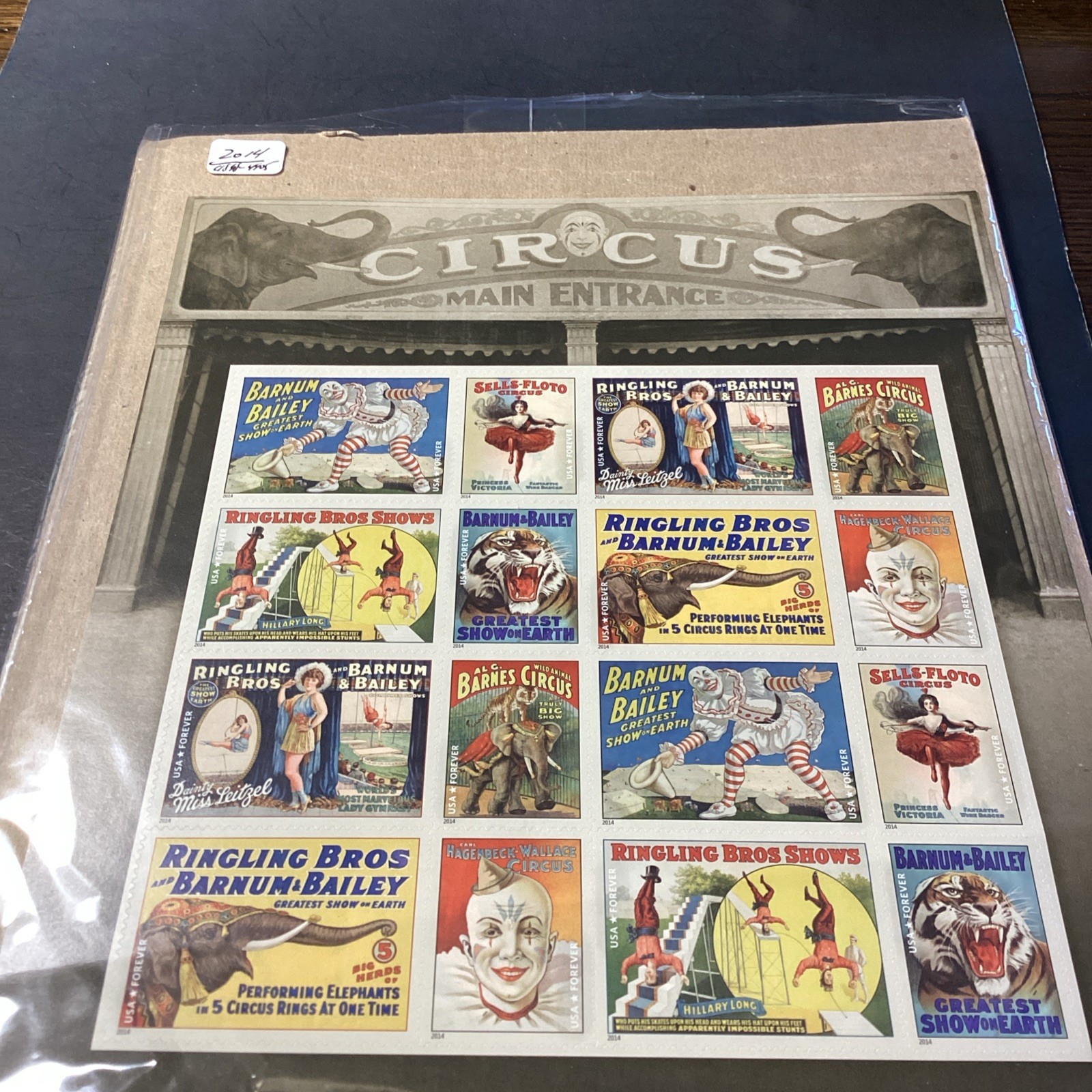 SCOTT# 4898 – 4905 RINGLING BROS PANE OF 16 STAMPS FOREVER MNH-Opened Pkg-2014