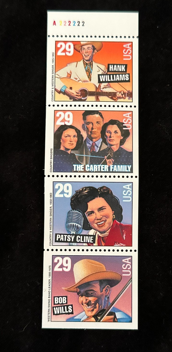 Country Western Singers Set of 4, Bob Wills, Patsy Cline, Carters, Hank Williams