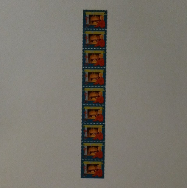 1948 US Merry Christmas Coil Strip Postage Stamps Mint Never Hinged MNH