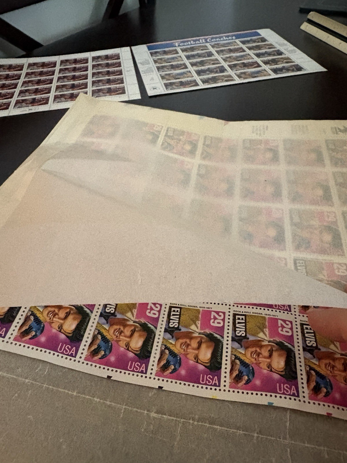 Three Sheets of Stamps- Elvis Coaches Bear US Stamps USA