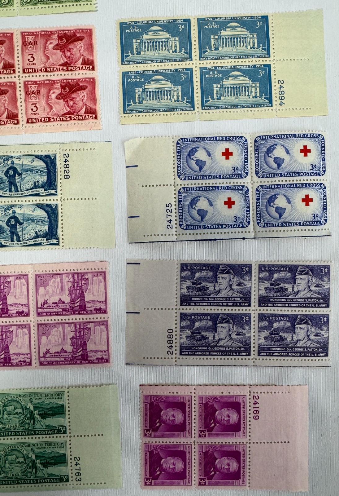 1950 US Commemorative Plate Block Collection MNH Americana History Scouts