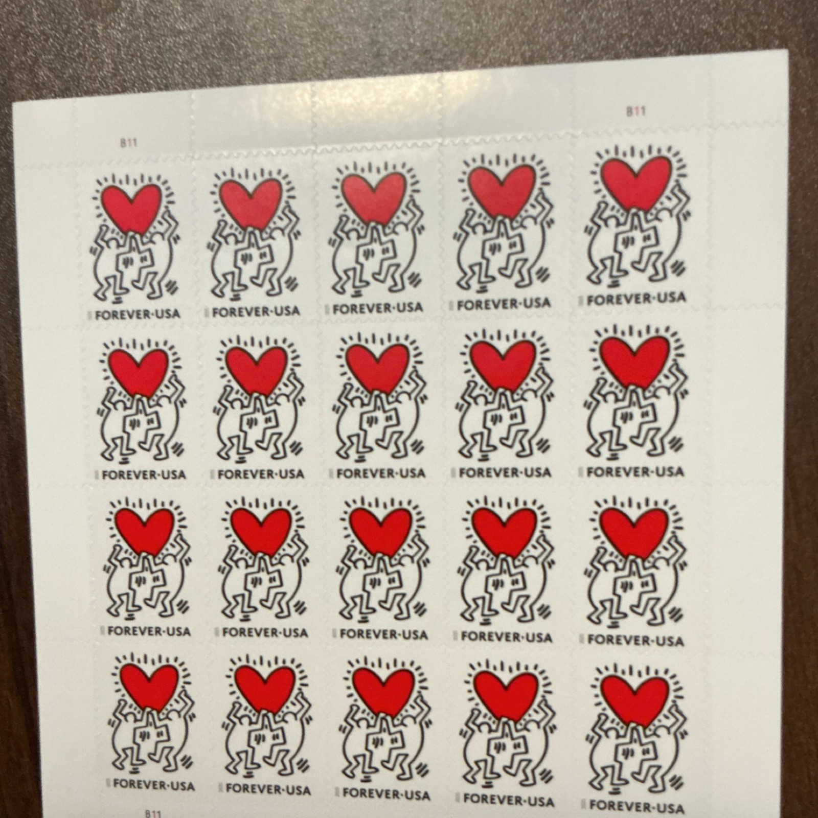 The 2025 Love Forever Stamp Designed by Keith Haring Sheet Of 20