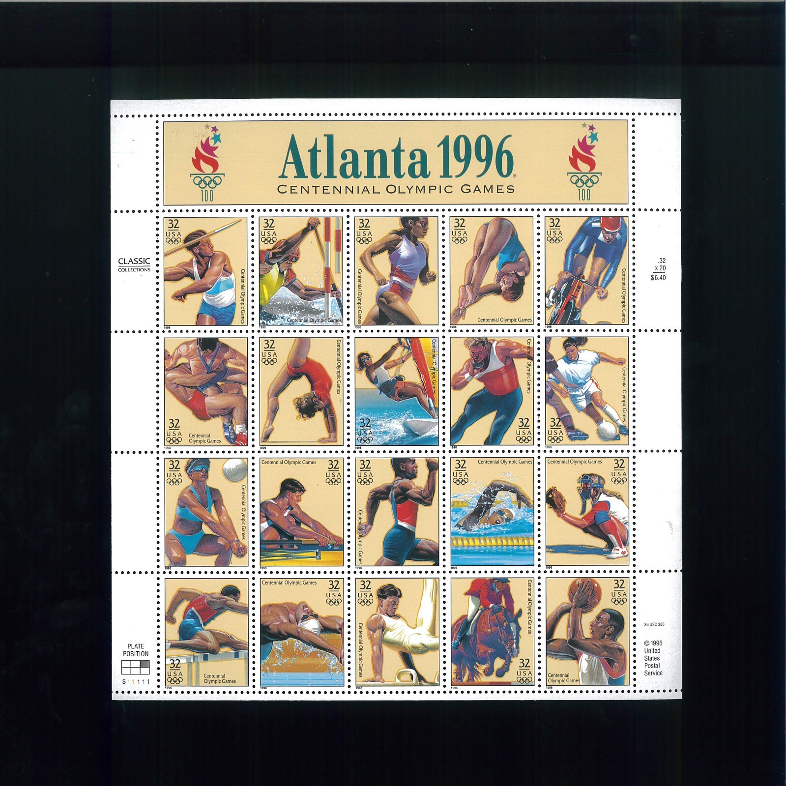 United States 32¢ Atlanta Summer Olympics Postage Stamp #3068 MNH Full Sheet